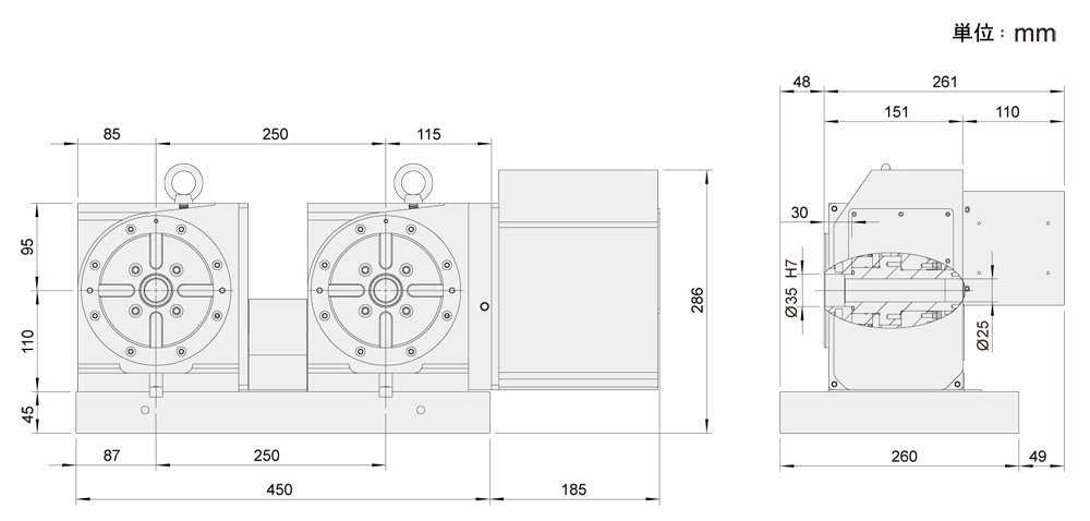 SUA-125-2W 外観寸法図