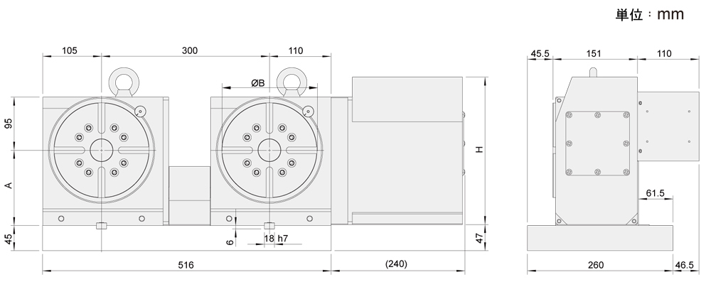 SUA-250-2W 外観寸法図