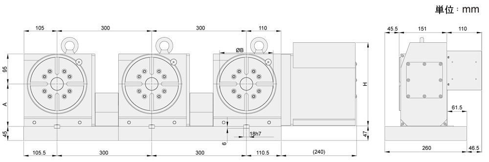 SUA-250-3W 外観寸法図