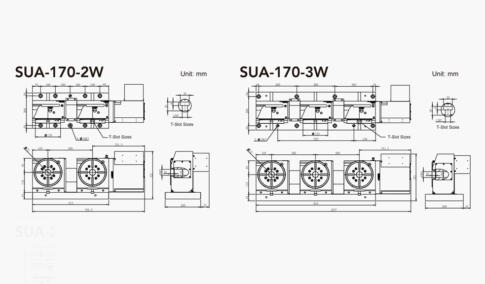 SUA-170-2W/3W (2/3 Units) CNC Rotary Table Pneumatic Brake
