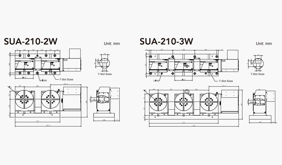 SUA-210-2W/3W (2/3 Units) CNC Rotary Table Pneumatic Brake