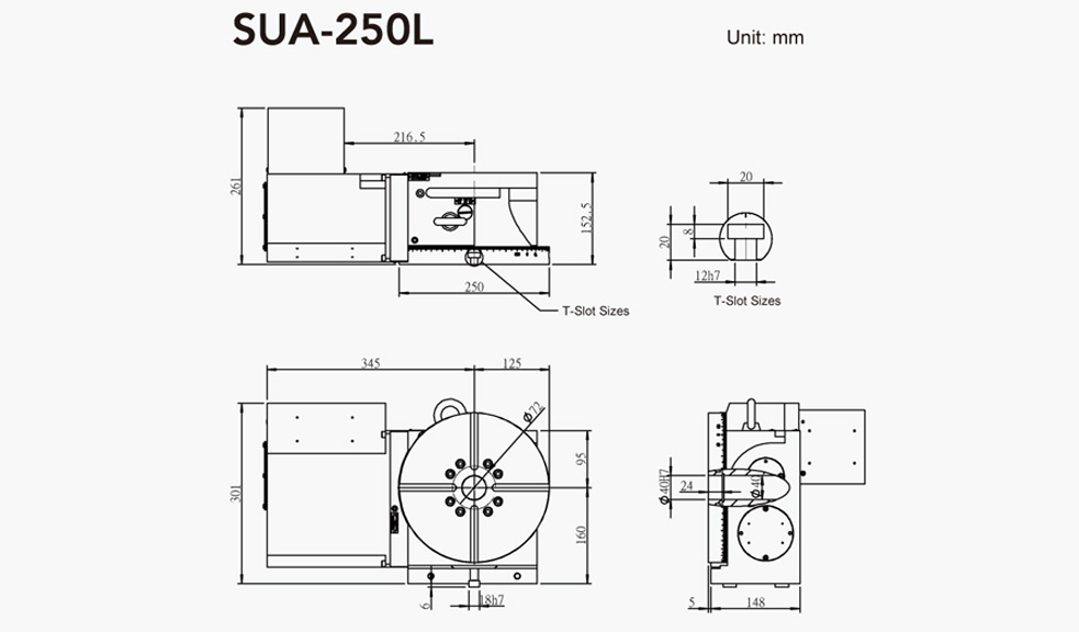 SUA-250L (Left Hand) CNC Rotary Table Pneumatic Brake