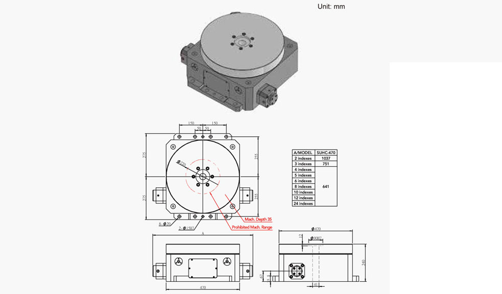 SUHC-470 (Horizontal Tooth Type Hydraulic Positioning) Tooth Type Rotary Table