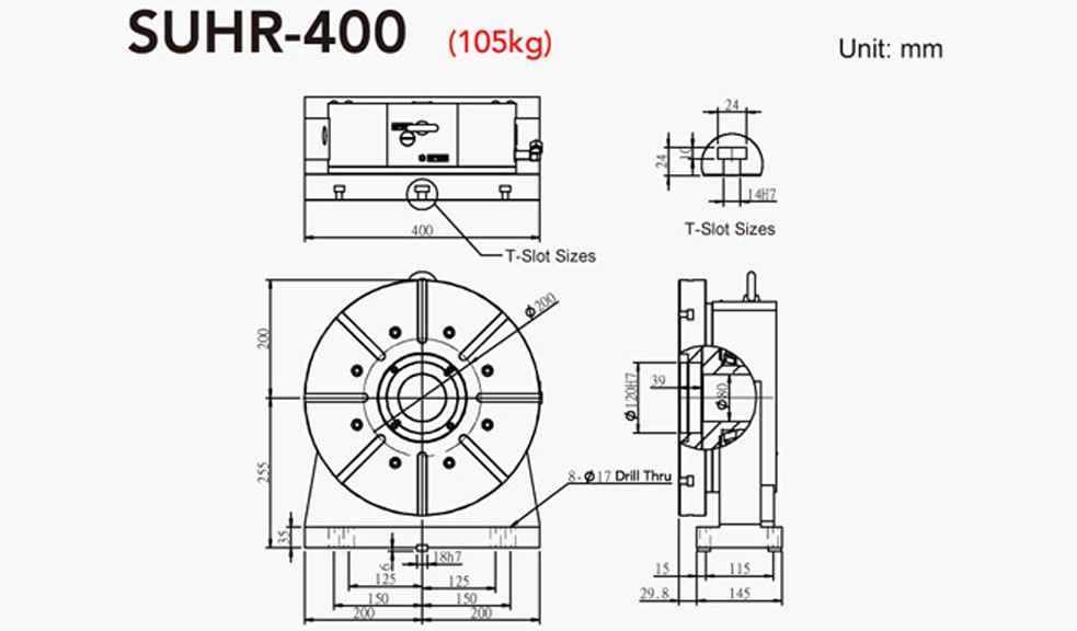 SUHR-400 Rotary Tailstock Hydraulic Brake